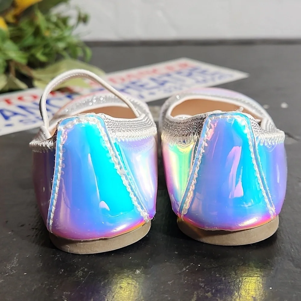 PLACE Metallic Shiny Ballerina Flats Elastic Strap 4